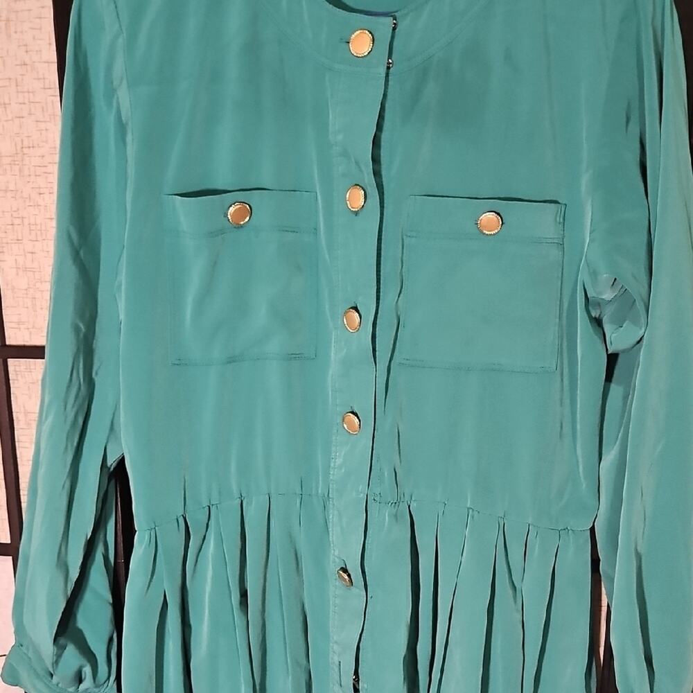 Liz Claiborne Teal Midi Dress with Gold Accents - Picture 4 of 7